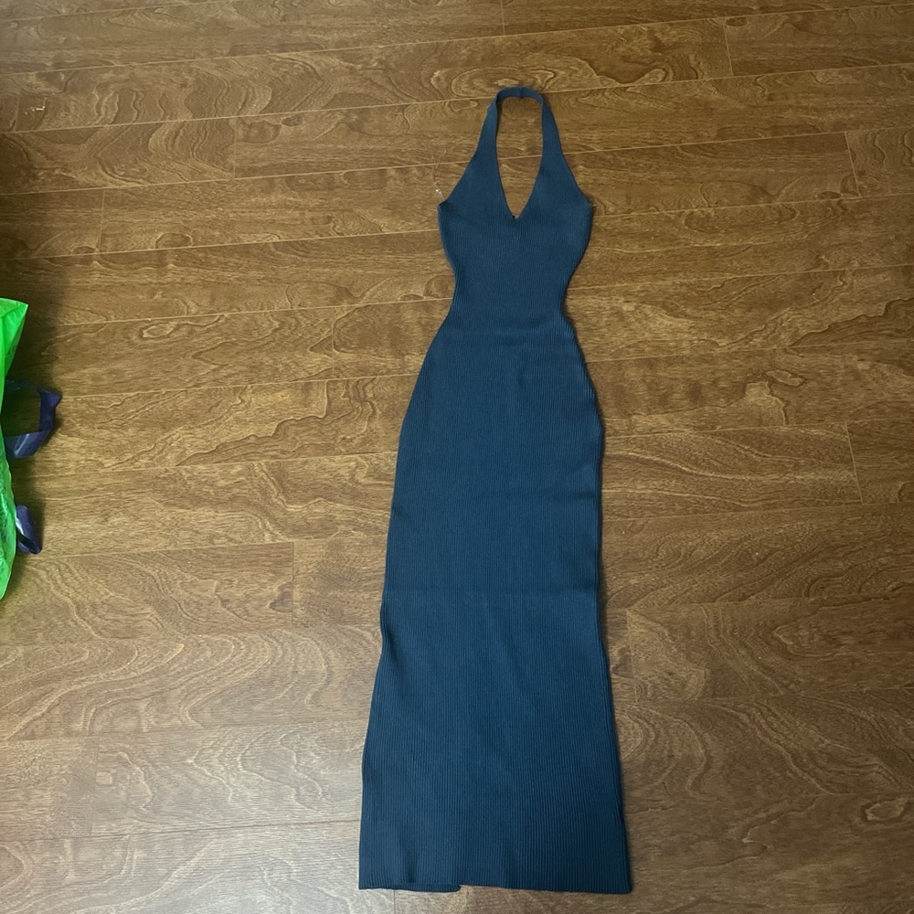 Elegant Navy blue Halter Maxi Dress